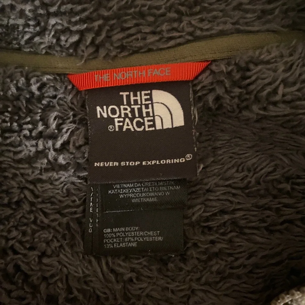 The North Face Mens Large Olive Green Full Zip Sherpa Lined Fleece Jacket